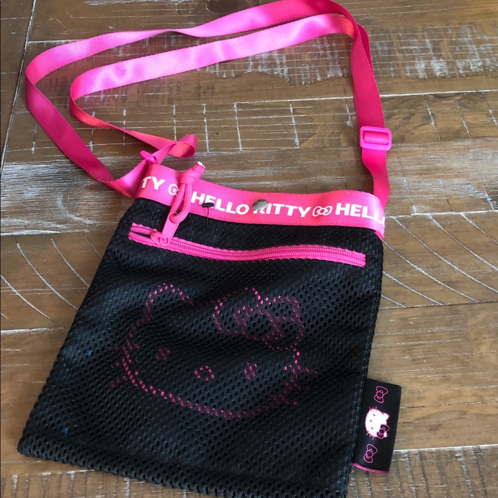 Hello Kitty Black & Hot Pink Mesh Shoulder Pouch
